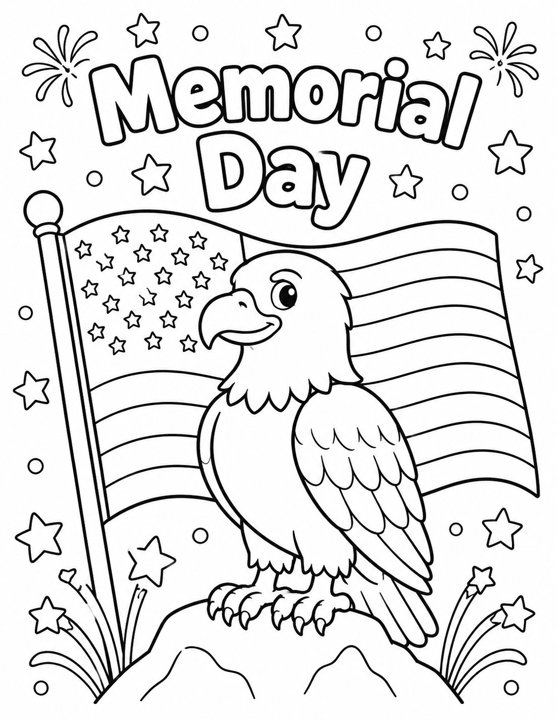 Memorial Day Eagle coloring page