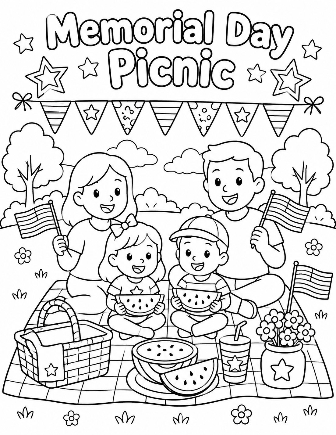 Memorial Day Picnic coloring page