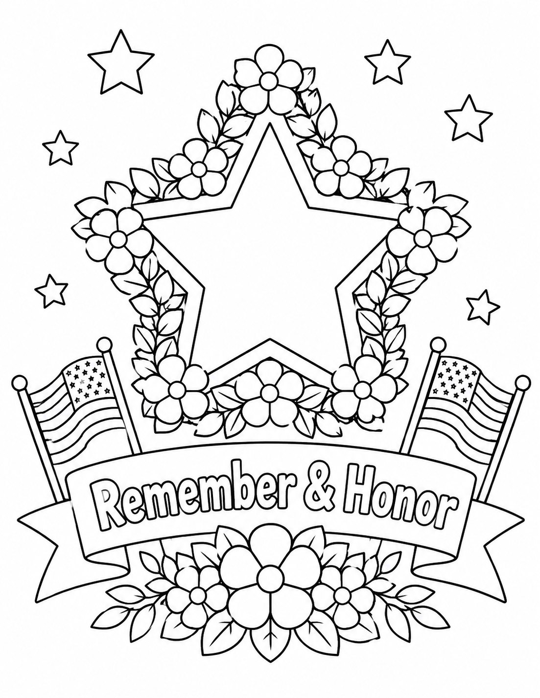 Memorial Day Wreath coloring page